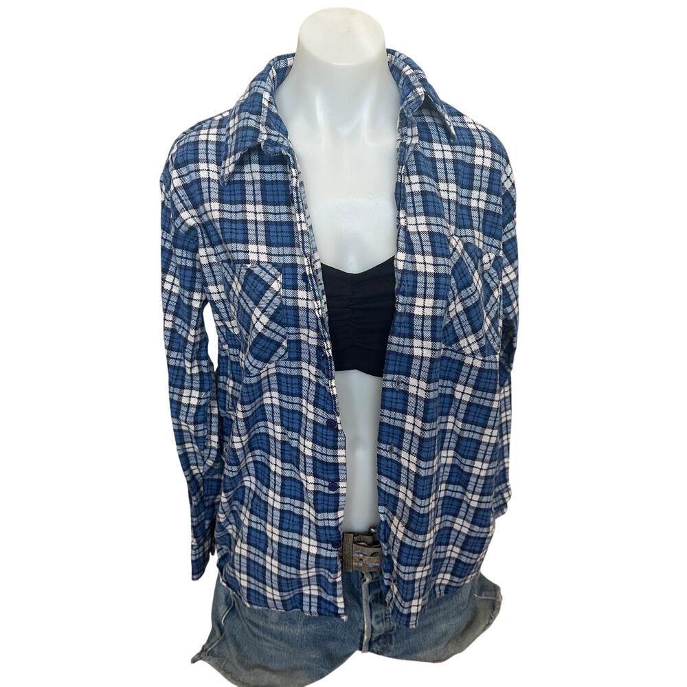 Pokemon Flannel Plaid Shirt MEDIUM Oversized One of Kind Upcycled Pikachu Unique - Picture 4 of 6